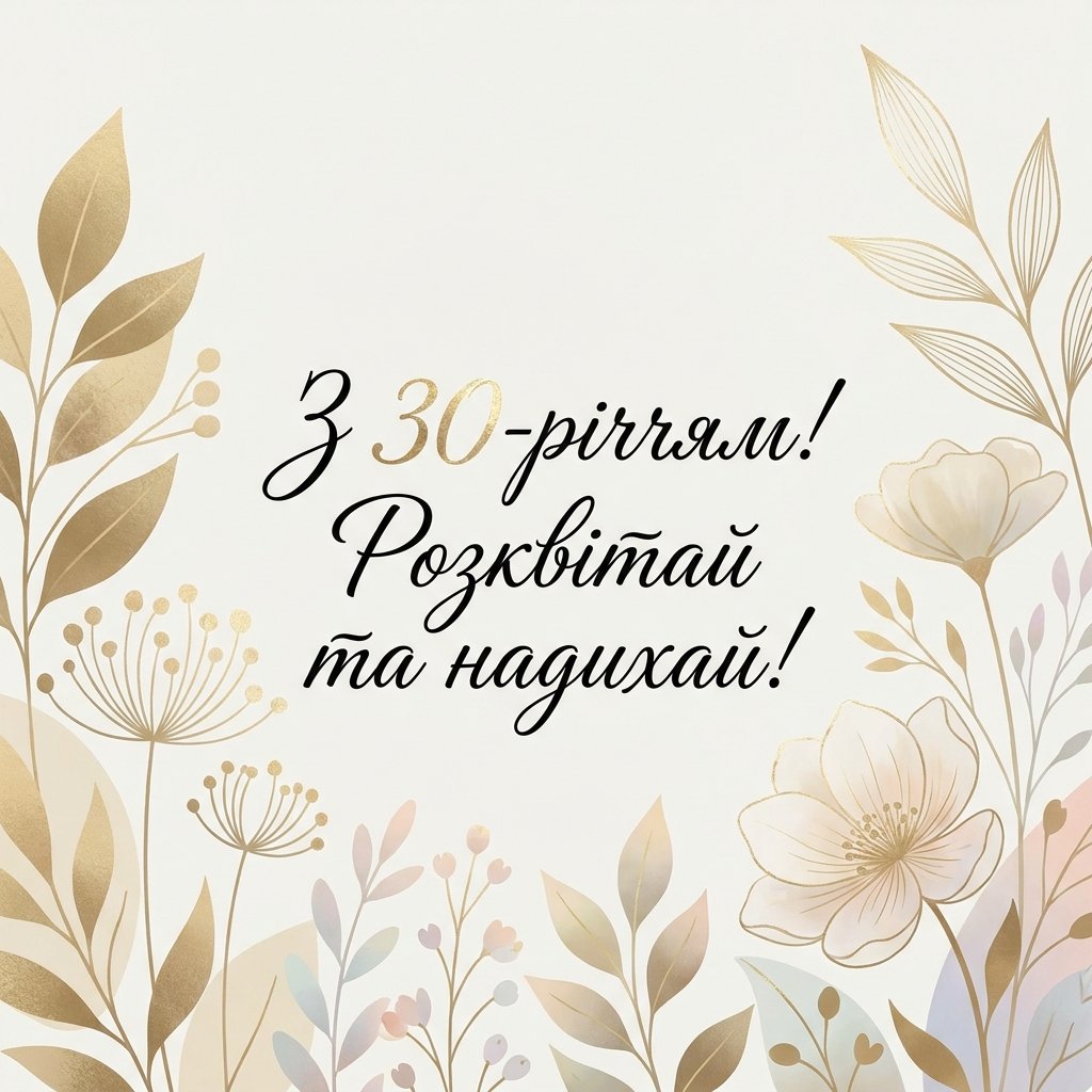 Привітання з 30-річчям жінці: стильні листівки та текст своїми словами