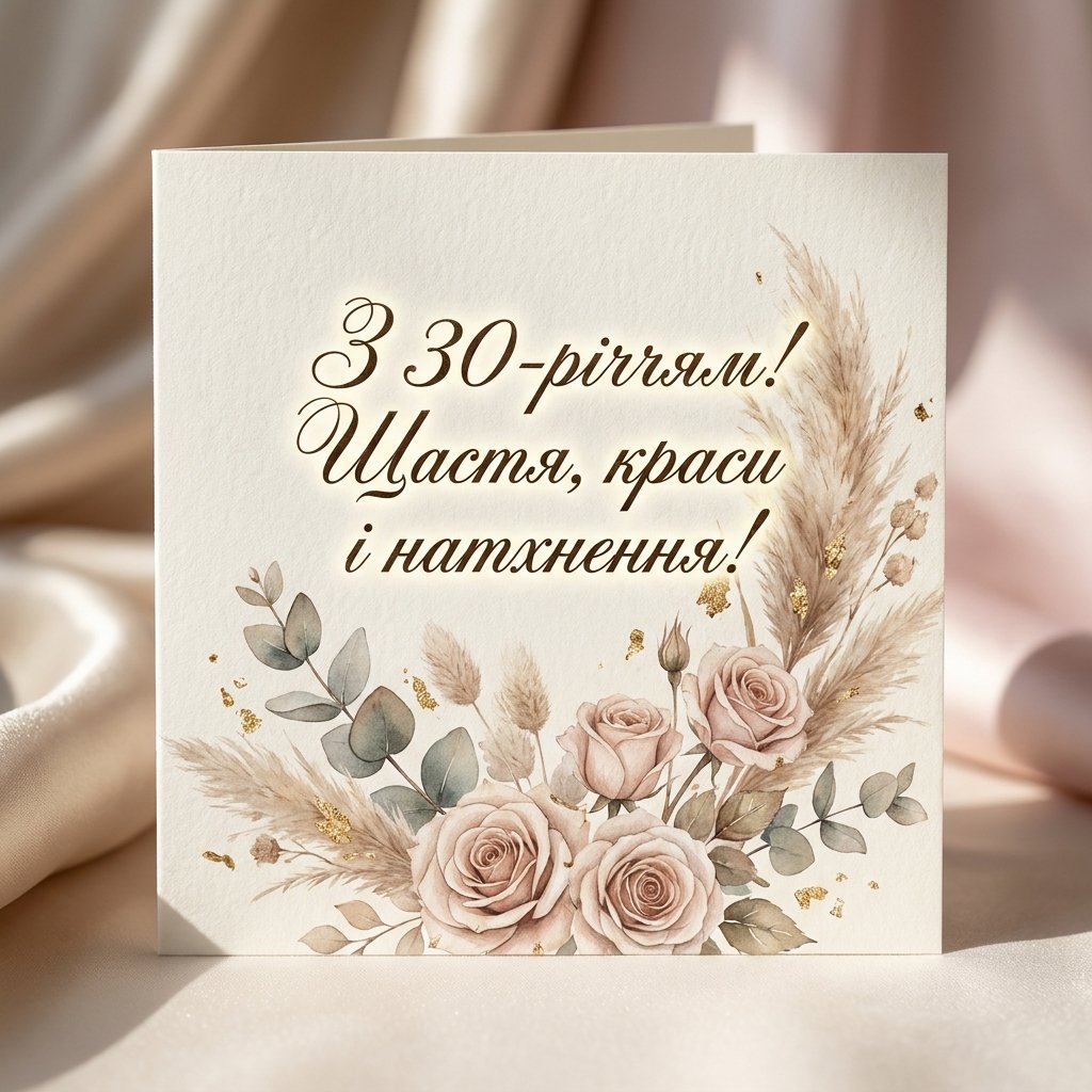 Привітання з 30-річчям жінці: стильні листівки та текст своїми словами
