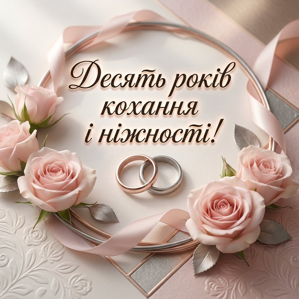 Рожеве або олов'яне весілля (10 років): романтичні привітання