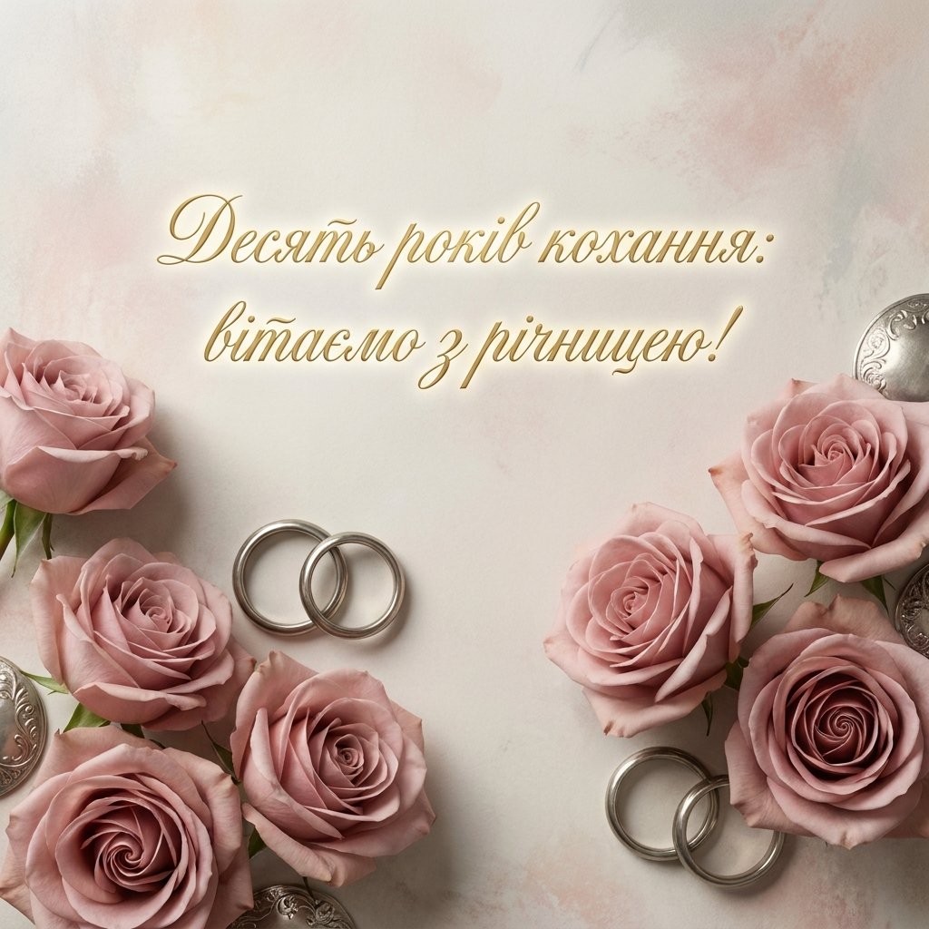 Рожеве або олов'яне весілля (10 років): романтичні привітання