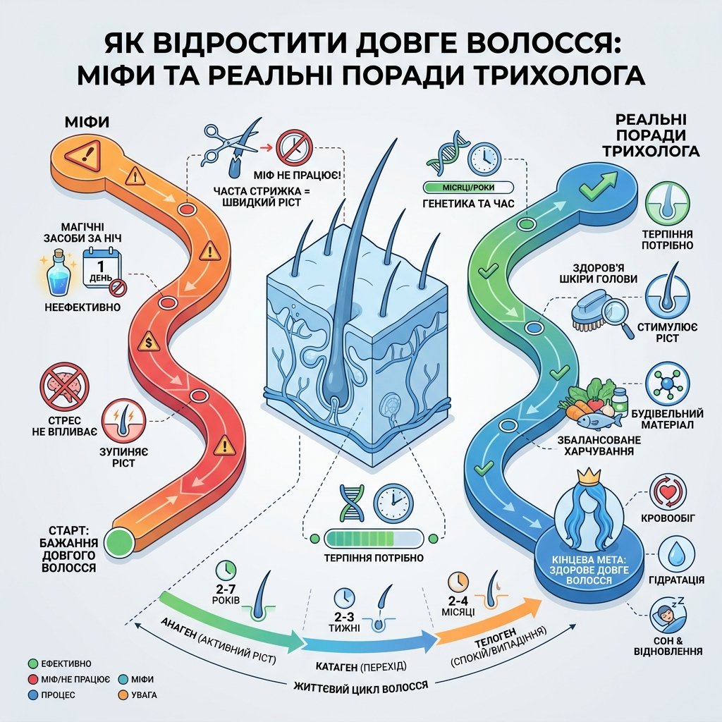 Як відростити довге волосся: міфи та реальні поради трихолога